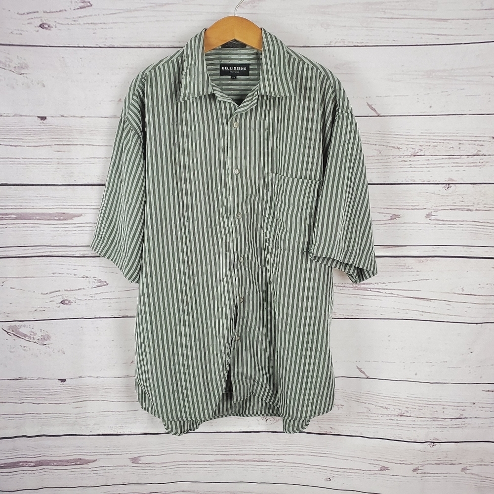 bellissimo large men stripe button shirt